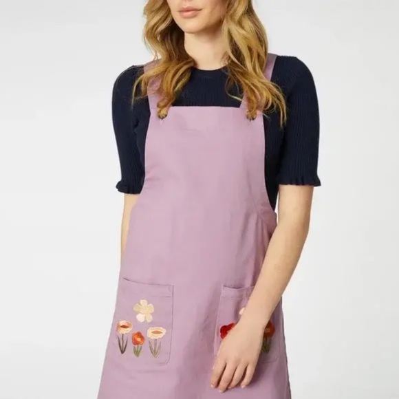 PRINCESS HIGHWAY Enid Lilac Floral Embroidered Overall Pinafore Pinny Dress Sz 8 - Picture 2 of 13